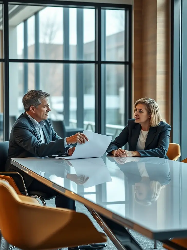 A coach and client reviewing financial data and market trends on a laptop, discussing strategies for business growth and profitability.